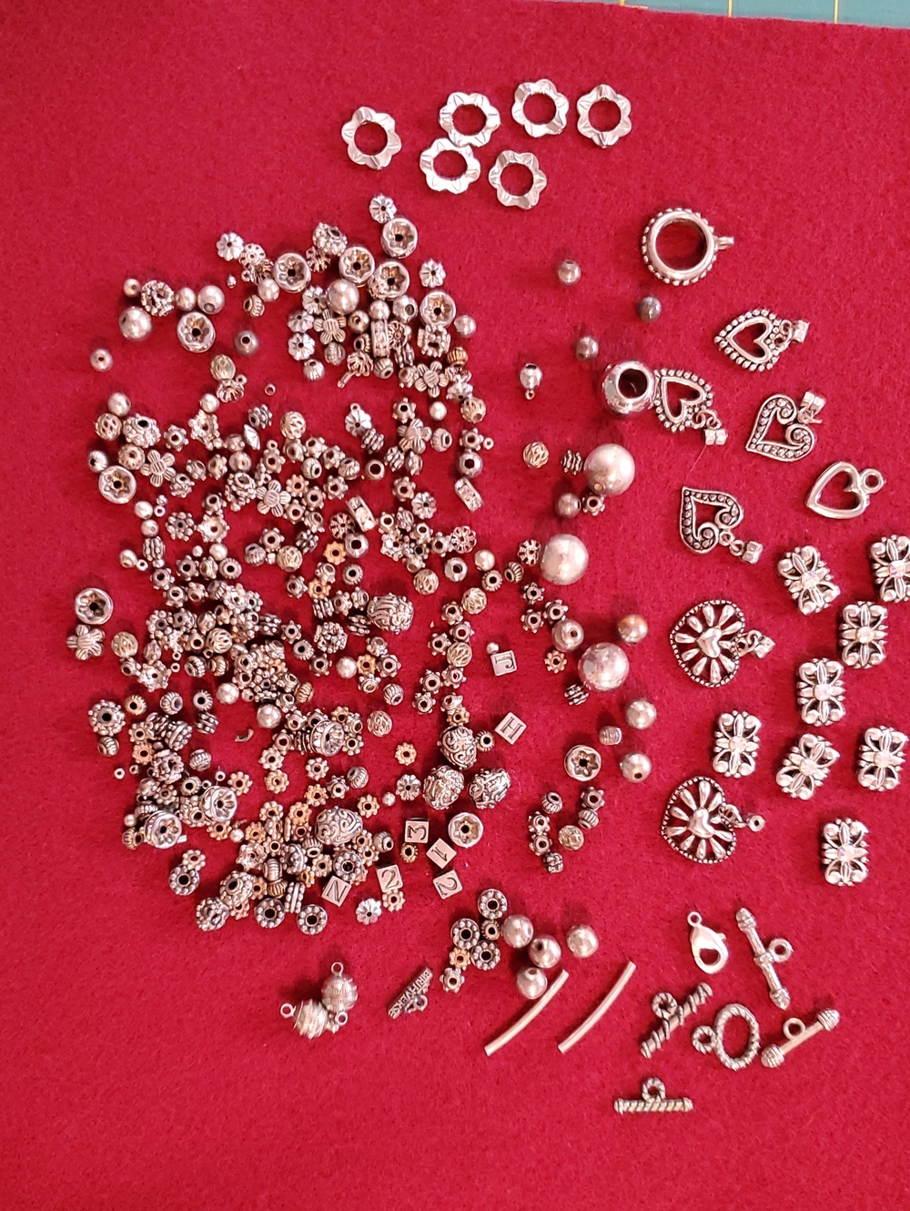 Sterling-Style Mixed Silver Beads and Charms Collection - Silver